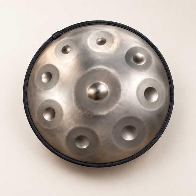 Handpan Risuono Luce in acciaio argentato